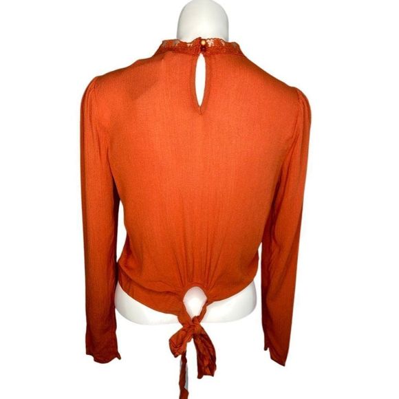 Self Esteem Rust Burnt Orange Lace CottageCore Shirt Sz Medium New - Picture 3 of 8